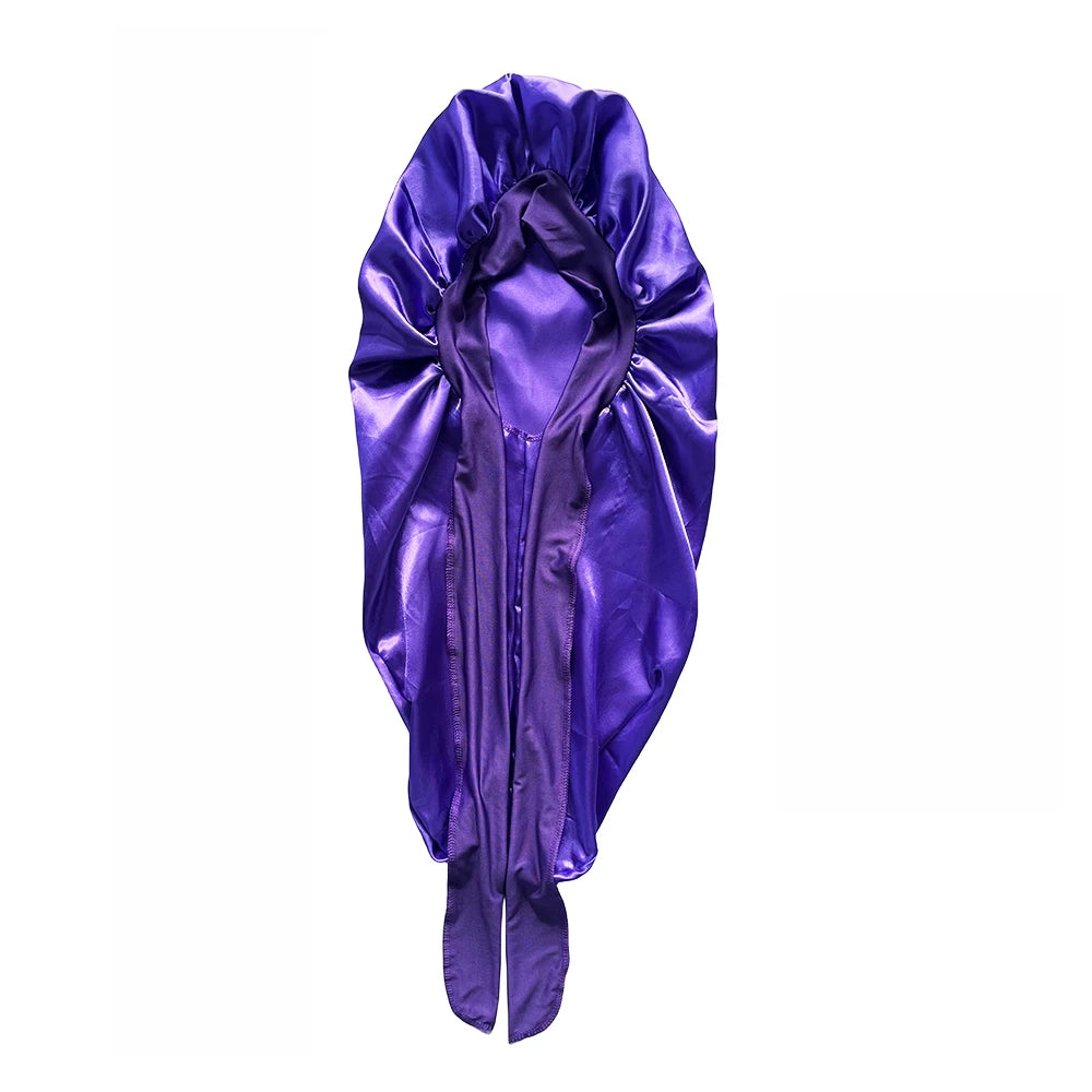 Long Bonnet+Elastic Satin Hair Band Set Long Silky Bonnet For Sleeping With Wide Elastic Band Headwrap