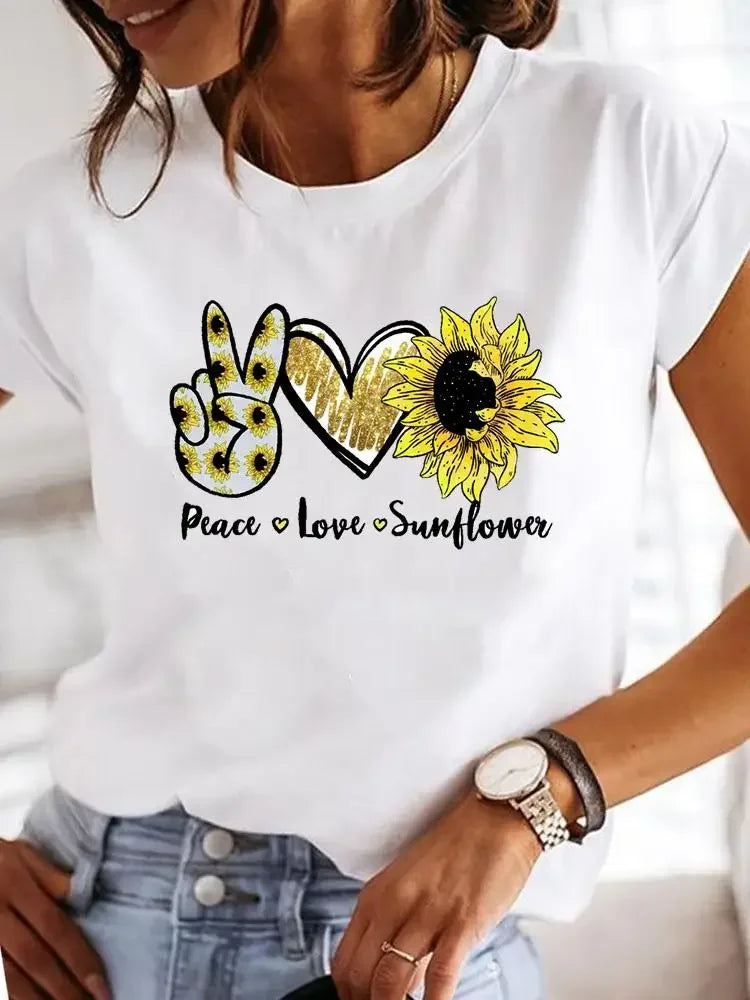 Women Print Love Letter Sweet 90s Trend Summer T Clothing Clothes Fashion Casual T-shirts Short Sleeve Ladies Female Graphic Tee