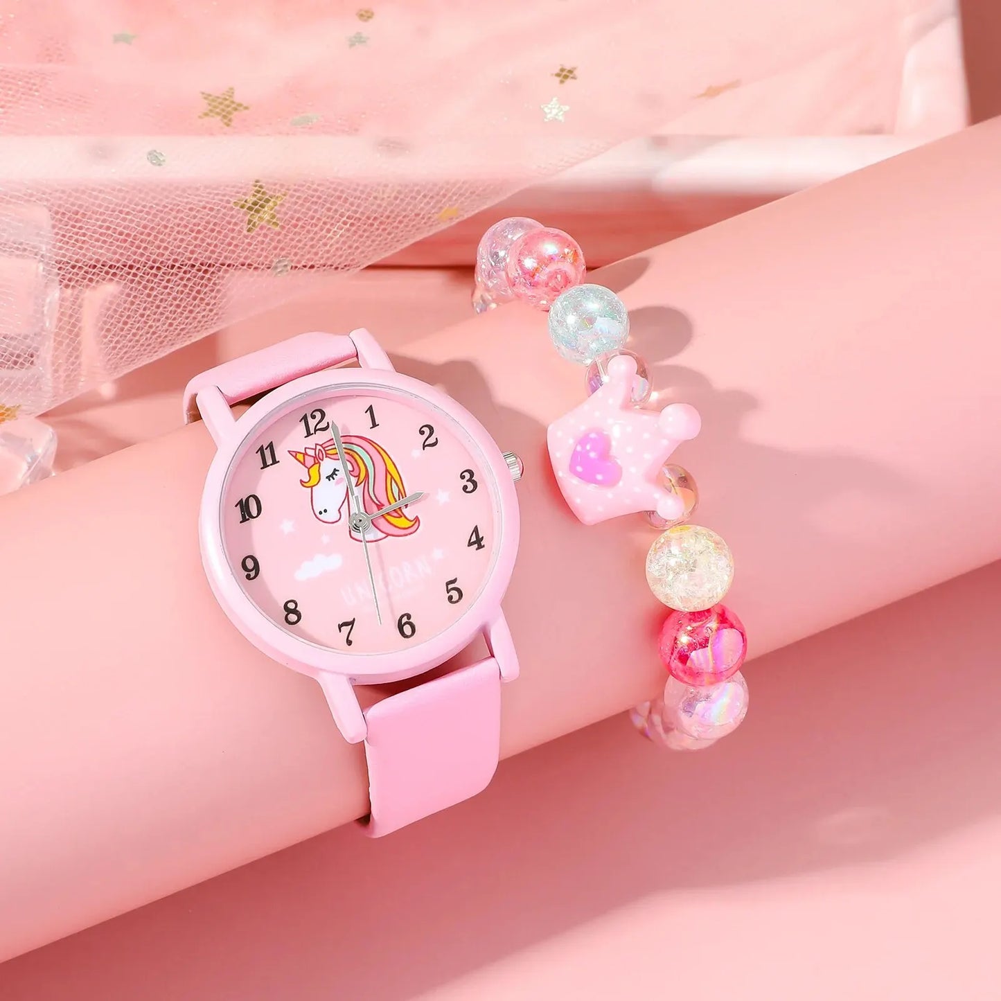 Popular Fashion Unicorn Silicone Children's Quartz Watch Set