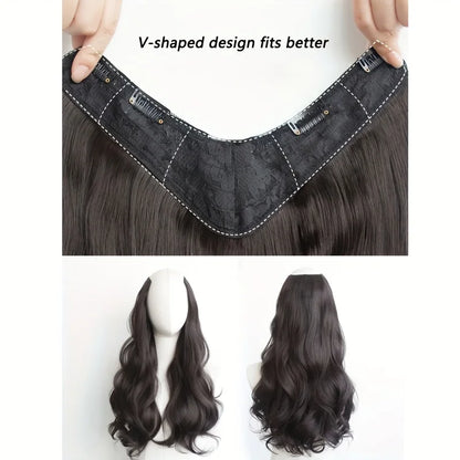 Invisible Long Wave Synthetic Hair Extensions - Fuller Hair Look, Natural-Looking Hair Strands - Confident Hairstyle Design