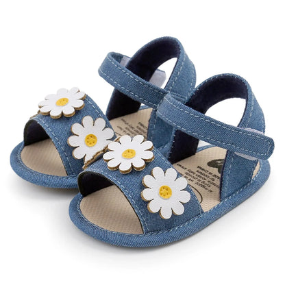 Meckior Summer Cool Baby Girl Sandals Fashion Newborn Sandal Idyllic Flower Soft Anti-slip Toddler Cotton Sole Comfortable Shoes