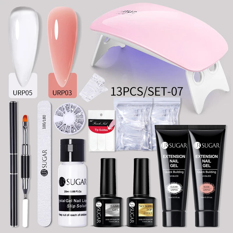 UR SUGAR Acrylic UV Gel Extension Nail Gel Kit Nude Glitter Color Fast Building Gel Nail Polish All For Manicure Nail Art Design