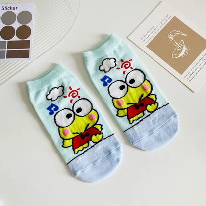 5Pcs Kawaii Sanrio Hello Kitty My Melody Cinnamoroll Cartoon Boat Socks Ventilate Short Socks Thin Cotton Christmas Girl Gift