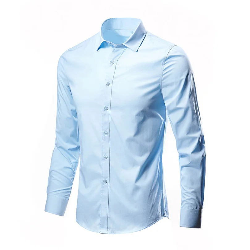 Men's Formal Shirt Long Sleeve Non-Iron Business Slim Fit Korean Work Men White Casual Dress Suit Shirt 2025 Autumn S-5XL