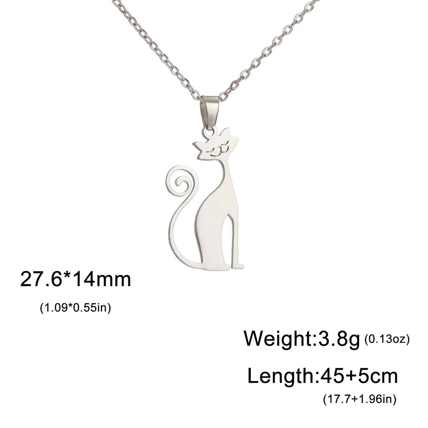 Crouching Intimate Cat Pendant Stainless Steel Necklace Couple Cute and Fun Animal Valentine's Day Jewelry Gift Wholesale