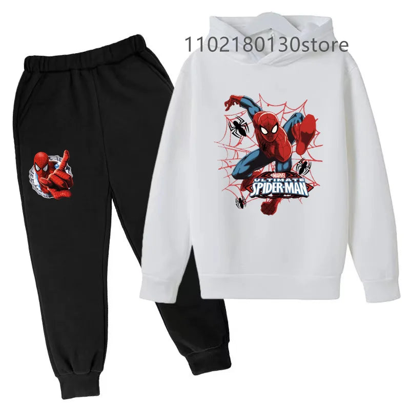 Kids Spring Autumn New Casual Cartoon Print 2pcs Hoodie+Jogging Pants Tracksuits 3-12 Years Boys Girls Outfits Children Clothes