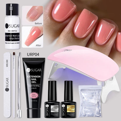 UR SUGAR Acrylic UV Gel Extension Nail Gel Kit Nude Glitter Color Fast Building Gel Nail Polish All For Manicure Nail Art Design