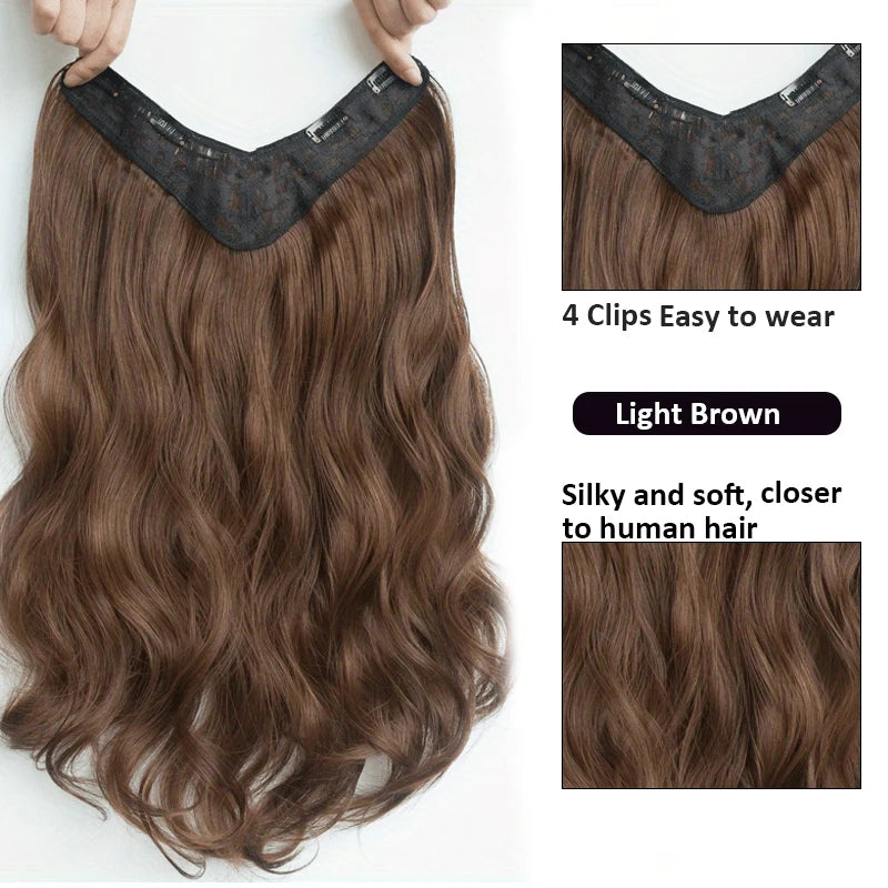 Invisible Long Wave Synthetic Hair Extensions - Fuller Hair Look, Natural-Looking Hair Strands - Confident Hairstyle Design