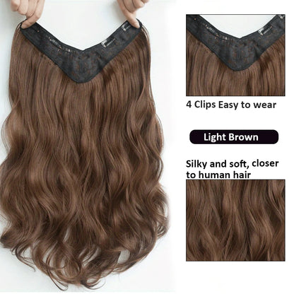 Invisible Long Wave Synthetic Hair Extensions - Fuller Hair Look, Natural-Looking Hair Strands - Confident Hairstyle Design