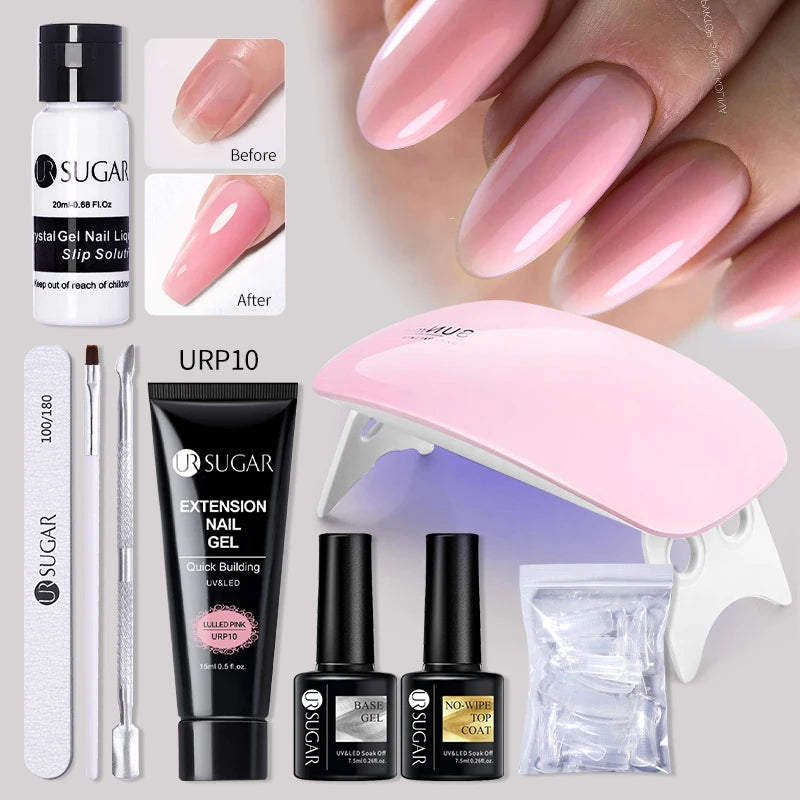 UR SUGAR Acrylic UV Gel Extension Nail Gel Kit Nude Glitter Color Fast Building Gel Nail Polish All For Manicure Nail Art Design