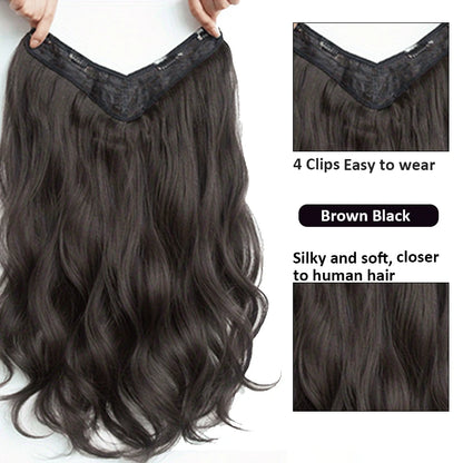 Invisible Long Wave Synthetic Hair Extensions - Fuller Hair Look, Natural-Looking Hair Strands - Confident Hairstyle Design