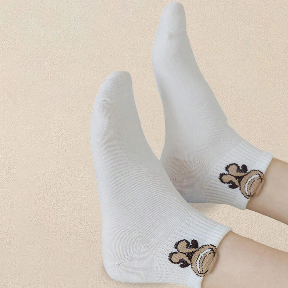 5/10 Pairs Teddy Bear Print Ankle Socks