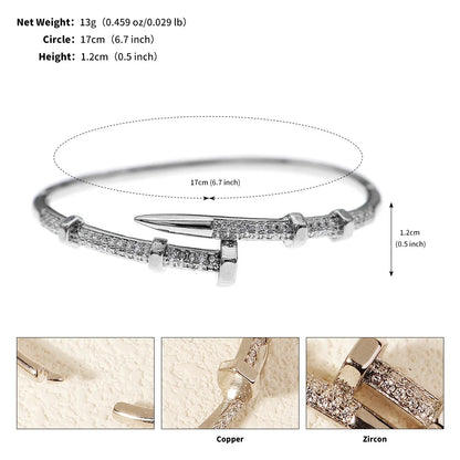 Classic Brand Nail Bracelets Female Temperament Simple Trendy Bracelet Zircon Screw Bracelet For Women As Gift