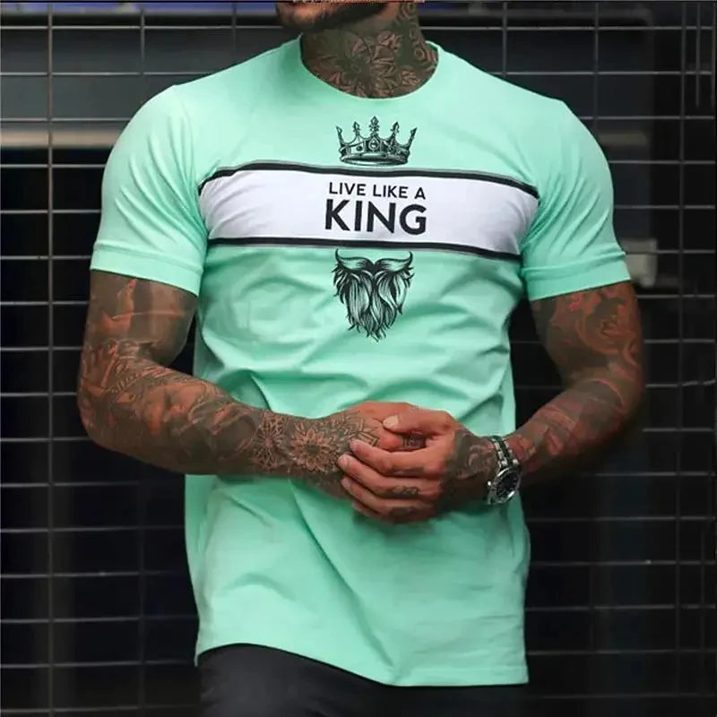 Letter King 3D Printed Men's T-Shirt Harajuku Street Top Fitness Sportswear Breathable Oversized Loose T Shirt Men Clothing