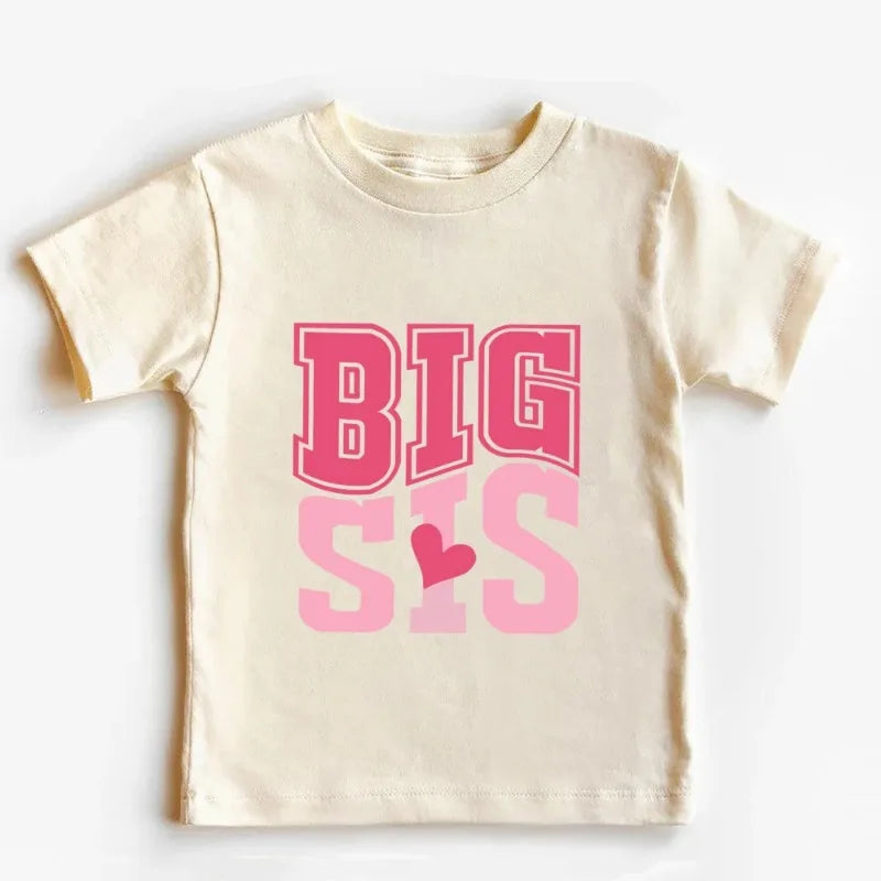 BIG SIS/LIL SIS Print Sister Family Matching Outfits Short Sleeve Kids T-shirt+oversized Bubble Romper Retro Sister Outfits