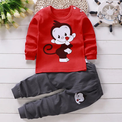 Autumn Sleepwear Pajamas For Girls Boys Long Sleeve Tops+Pants Suits Fashion Home Clothing Baby Kid Sleep Costume