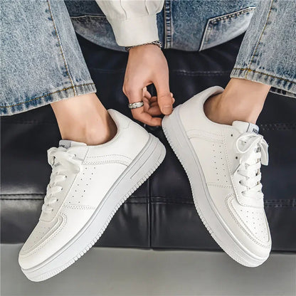 white sneakers with laces for young men or students