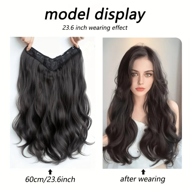 Invisible Long Wave Synthetic Hair Extensions - Fuller Hair Look, Natural-Looking Hair Strands - Confident Hairstyle Design