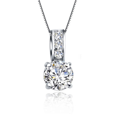 Set Classic Cubic Zircon Crystal Pendant  Necklace Stud Earrings for Women Girls Gift