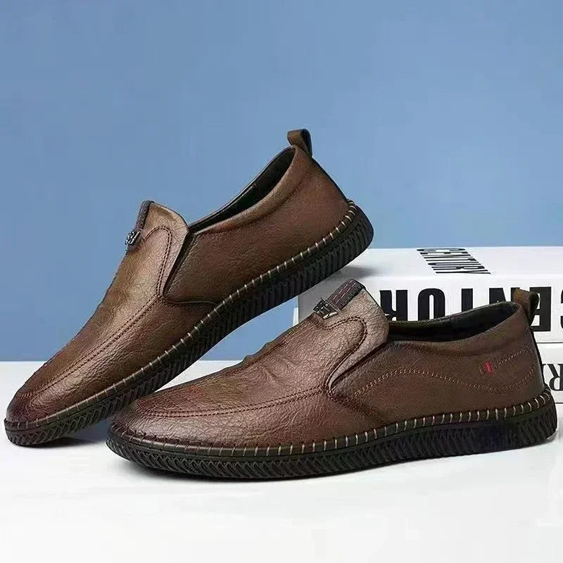 Men Leather Shoes Breathable Business Summer Slip on Loafers Man Casual Black Flats Driving Walking Shoes Moccasins