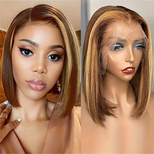 13x4 Transparent Lace Front Bob Wig Human Hair Ombre Honey Blonde 13x4 Wigs 10-16inch  4/27 Colored Transparent Frontal Lace Wig