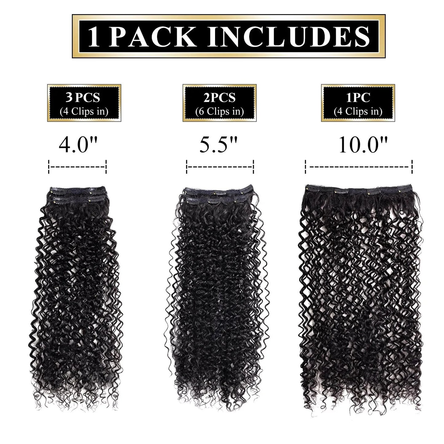 Synthetic Curly Clip In Hair Extensions Kinky Curly Hairpieces Clip-On Full Head Fake Pieces Black Brown Hair For Women