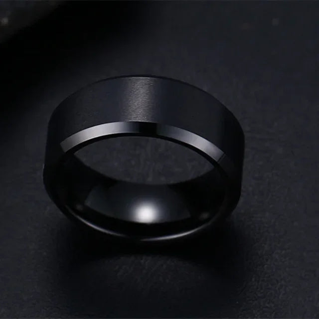 Charm Jewelry Ring for Men  Stainless Steel Black Rings Wedding Engagement Band Quality Matte Male Jewelry