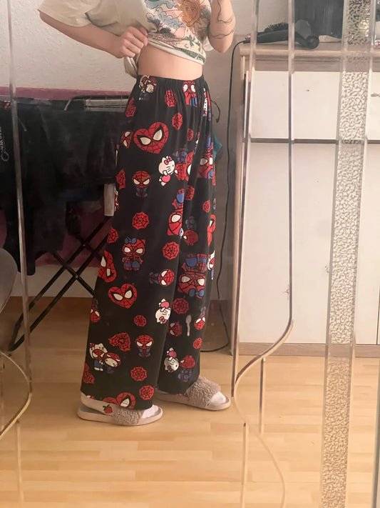 Loose pajama pants with funny Japanese tv anime design