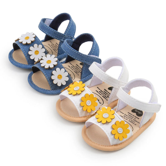 Meckior Summer Cool Baby Girl Sandals Fashion Newborn Sandal Idyllic Flower Soft Anti-slip Toddler Cotton Sole Comfortable Shoes