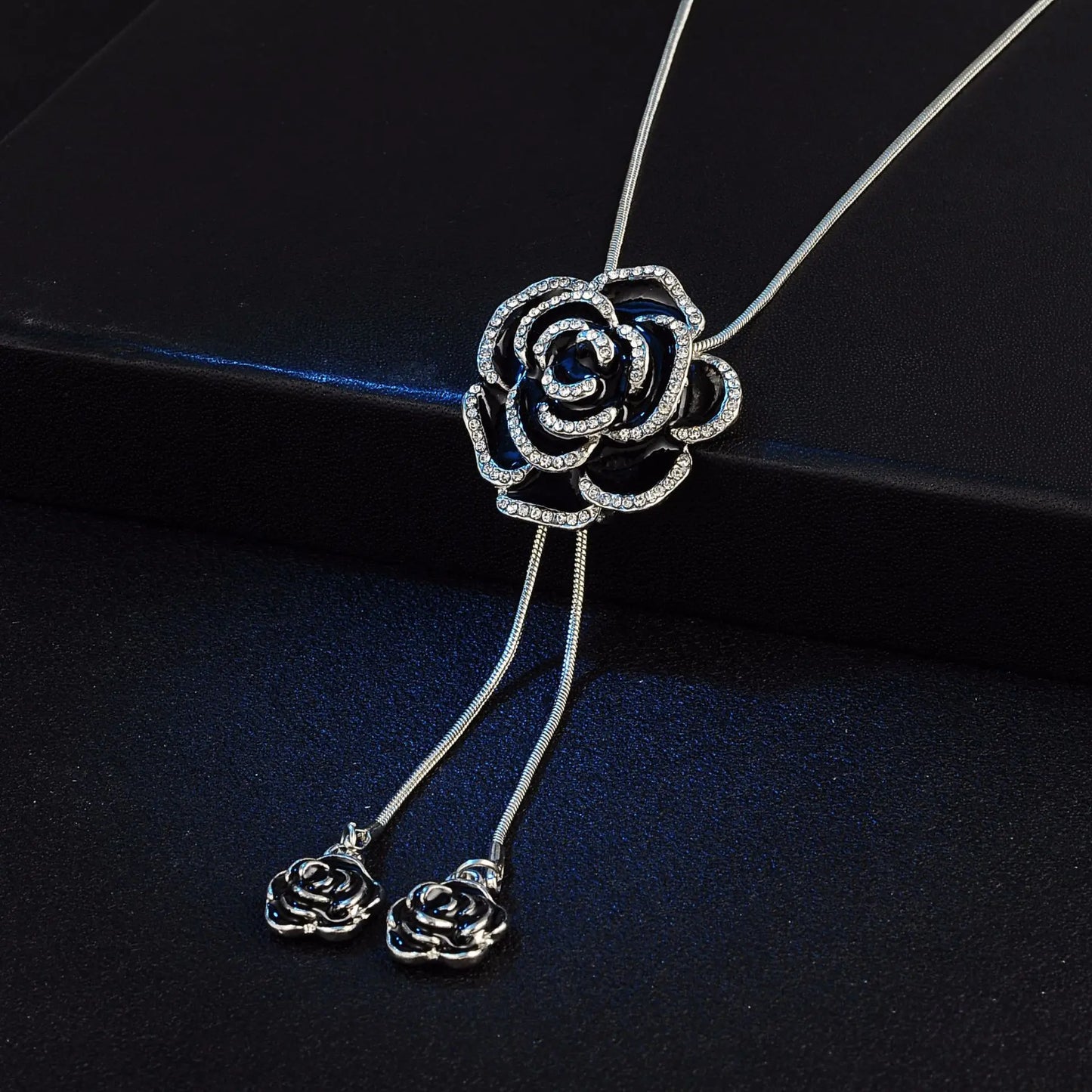 Women's Fashion Metal Black Rose Long