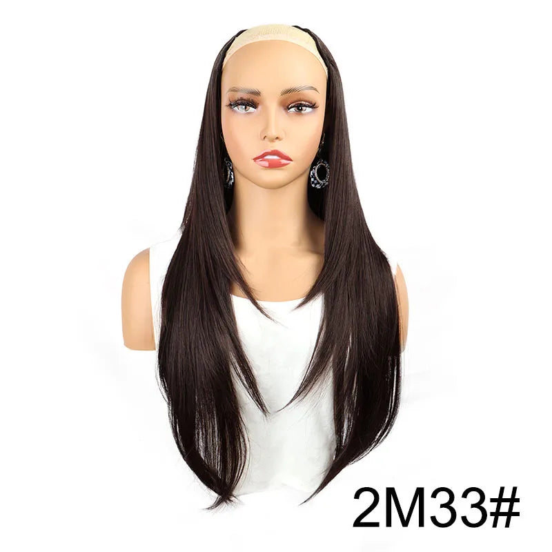 WIGSIN 22Inch Synthetic V-shaped Layered 4 Clips Long Straight Hair Extension Fashion Invisible Hairpiece Wig for Women