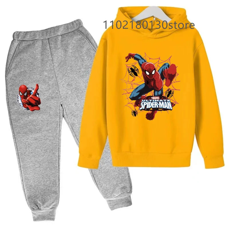 Kids Spring Autumn New Casual Cartoon Print 2pcs Hoodie+Jogging Pants Tracksuits 3-12 Years Boys Girls Outfits Children Clothes