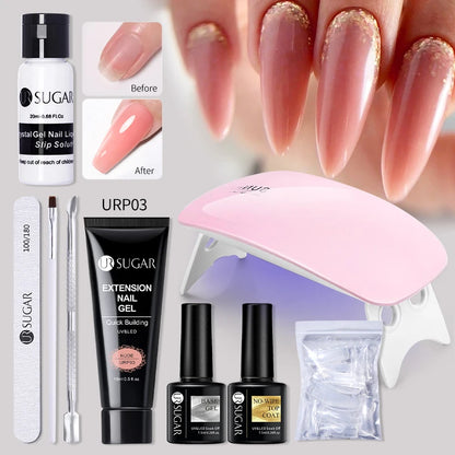 UR SUGAR Acrylic UV Gel Extension Nail Gel Kit Nude Glitter Color Fast Building Gel Nail Polish All For Manicure Nail Art Design