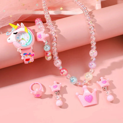 Popular Fashion Unicorn Silicone Children's Quartz Watch Set