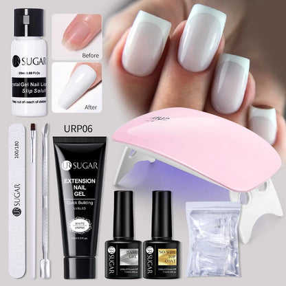 UR SUGAR Acrylic UV Gel Extension Nail Gel Kit Nude Glitter Color Fast Building Gel Nail Polish All For Manicure Nail Art Design