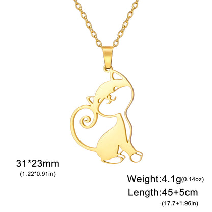 Lemegeton Lovely Cat Necklace Stainless Steel Jewelry Kitten Pet Animal Pendant Women Trend Excelent  Gifts