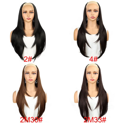 WIGSIN 22Inch Synthetic V-shaped Layered 4 Clips Long Straight Hair Extension Fashion Invisible Hairpiece Wig for Women