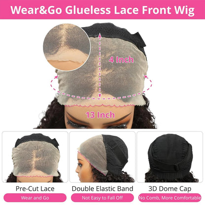 Wear Go Glueless Bob Wig Lace Front Human Hair Wigs Short Pre Plucked Straight 13x4 HD Transparent Lace Frontal Wig Bob on Sale