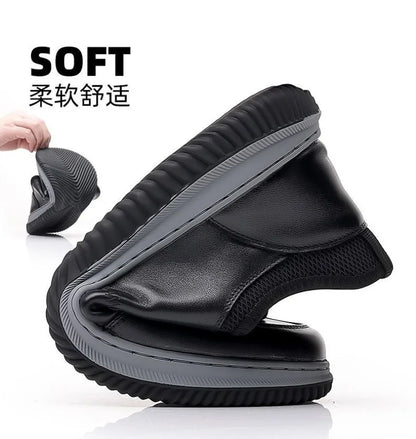 sports leather shoes for men walking low cut soft sole soft surface anti slip board shoes