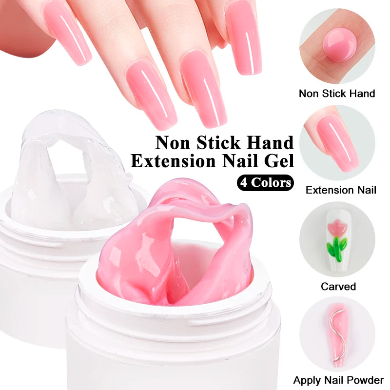 15ML Non Stick Hand Solid Extension Gel Nail Polish Set Carving Powder Rhinestone Glue UV Lamp Acrylic Nail Gel Varnish Poly Set