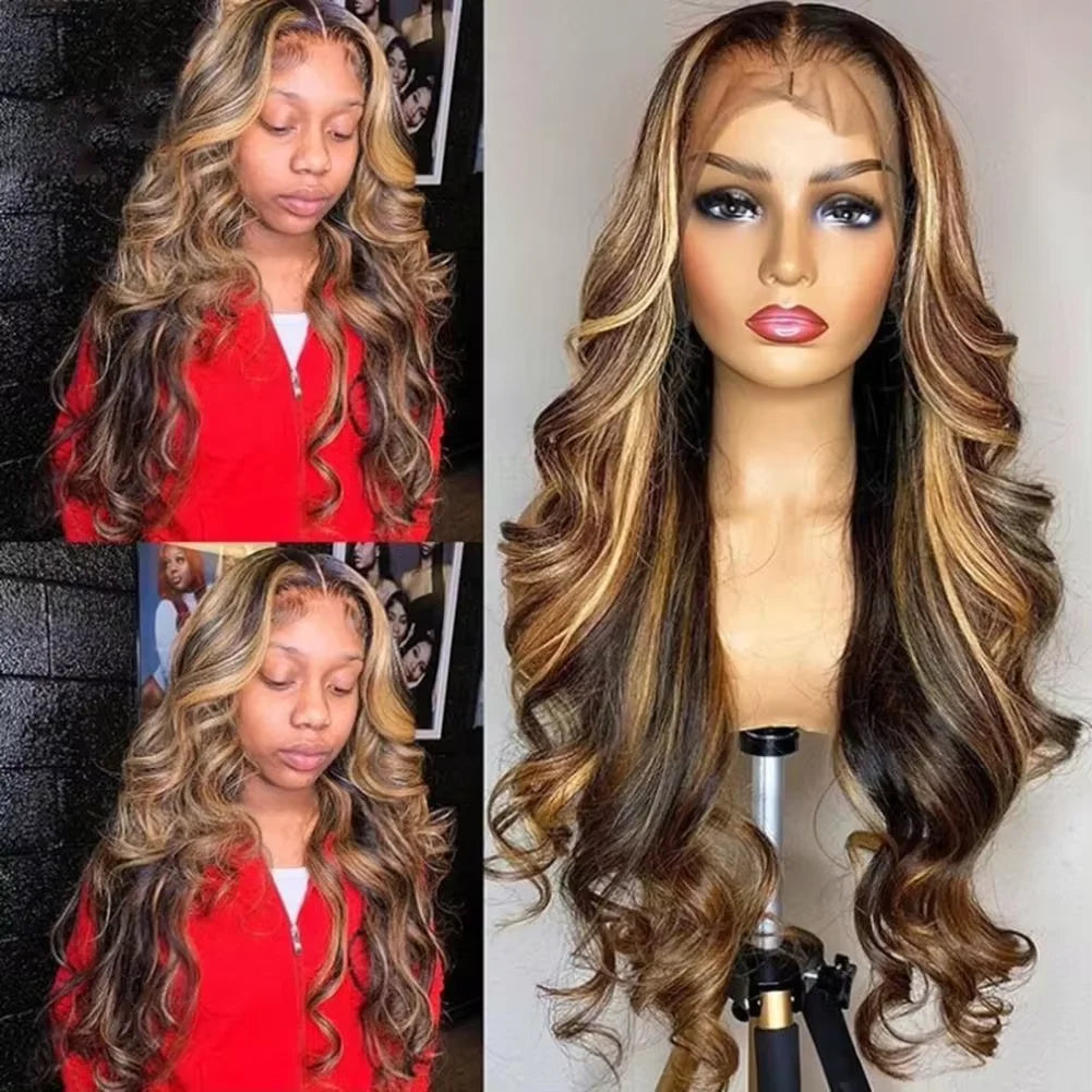 427 Color Body Wave Highlight Ombre 13X4 Lace Front Human Hair 40 Inch Transparent 13X6 HD Lace Frontal Wig Brazilian For Women