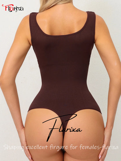 Flarixa Seamless Shapewear Women Tummy Control Corset Bodysuit Thong One Piece Body Shaper Comfortable Slimming Belly Underwear