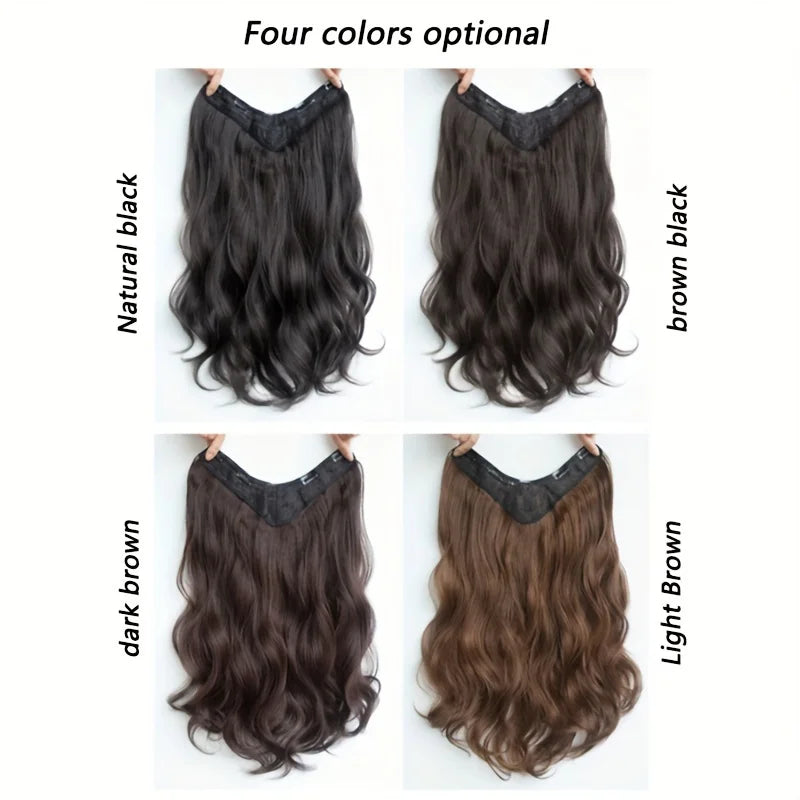 Invisible Long Wave Synthetic Hair Extensions - Fuller Hair Look, Natural-Looking Hair Strands - Confident Hairstyle Design