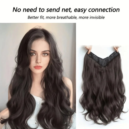 Invisible Long Wave Synthetic Hair Extensions - Fuller Hair Look, Natural-Looking Hair Strands - Confident Hairstyle Design