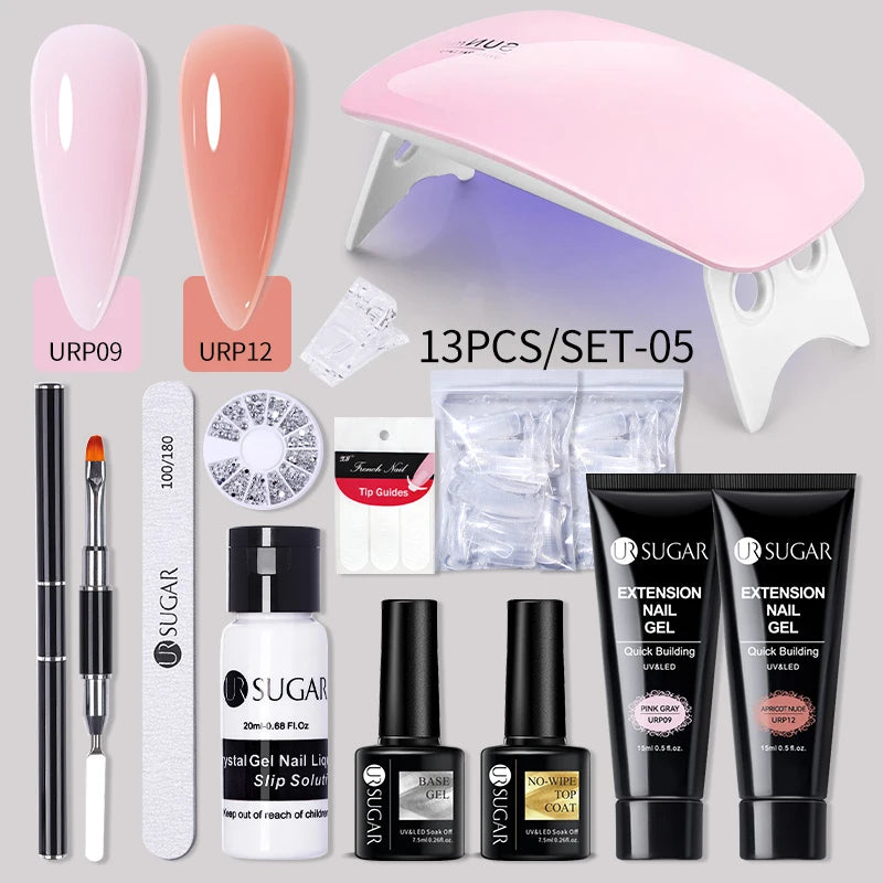 UR SUGAR Acrylic UV Gel Extension Nail Gel Kit Nude Glitter Color Fast Building Gel Nail Polish All For Manicure Nail Art Design