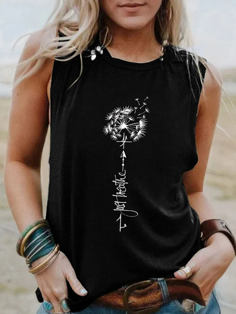 Casual Women Dress  T Shirt Sleeve less Casual Loose Sporty Summer Comfortable Tank Tops Commute Breathable Blouse Sleeveless Ba