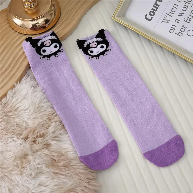 Anime Hello Kitty Kuromi Girl Cotton Parent-Child Slipper Melody Sanrio Cartoon Cute Kid Plush Warm Home Slippers Christmas Gift