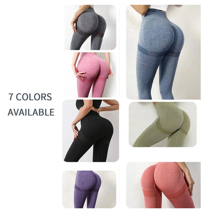 Women Butt Lifting Yoga Leggings Elastic Workout High Waist Tummy Control Ruched Booty Pants Seamless Gym Compression Tights