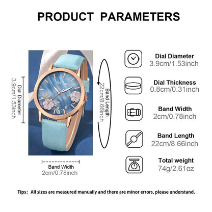 Women Casual Leather Belt Watches & Simple Wallet and Glasses Set Fashion Quartz Wristwatches Set Dress Montre Femme