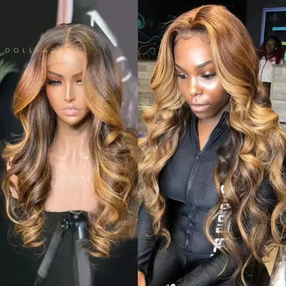 427 Color Body Wave Highlight Ombre 13X4 Lace Front Human Hair 40 Inch Transparent 13X6 HD Lace Frontal Wig Brazilian For Women